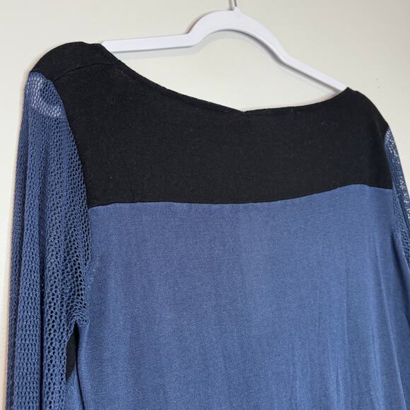 One Grey Day Jules High/Low Blue Black Pullover Silk Blend NWT Women Size Small - Picture 6 of 9